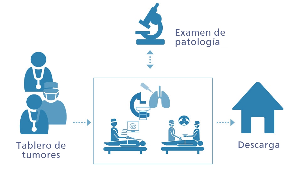 Diagrama que muestra la plataforma de navegación e imágenes 3D de Azurion Lung Suite para el diagnóstico y el tratamiento en una sola sala