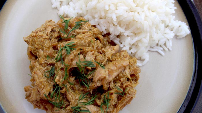 Pollo hindú con arroz basmati 